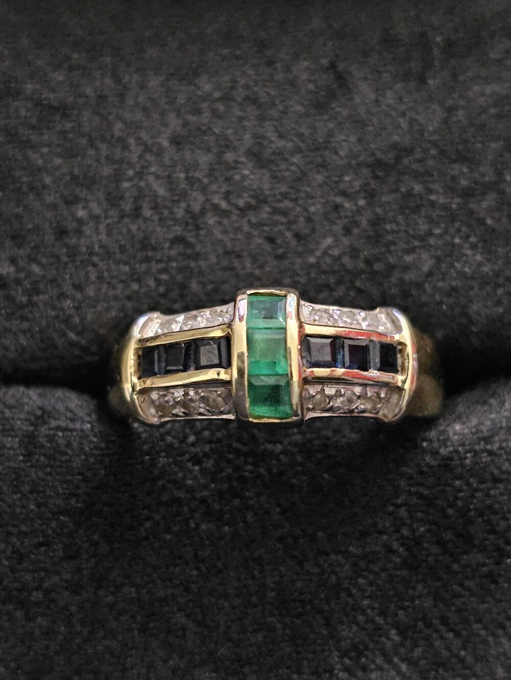 14k Chalcediny,spinel,diamond Yellow Gold Ring